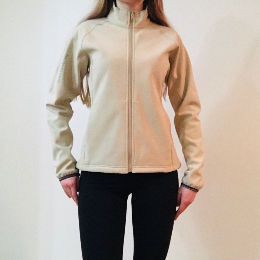 Saloman Beige Fitted Ski Mock Neck Zipper Jacket